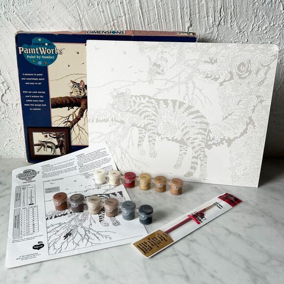 Charles Wysocki Too Pooped Cat on Tree Limb Paint By Number Kit Dimensions - Picture 2 of 12